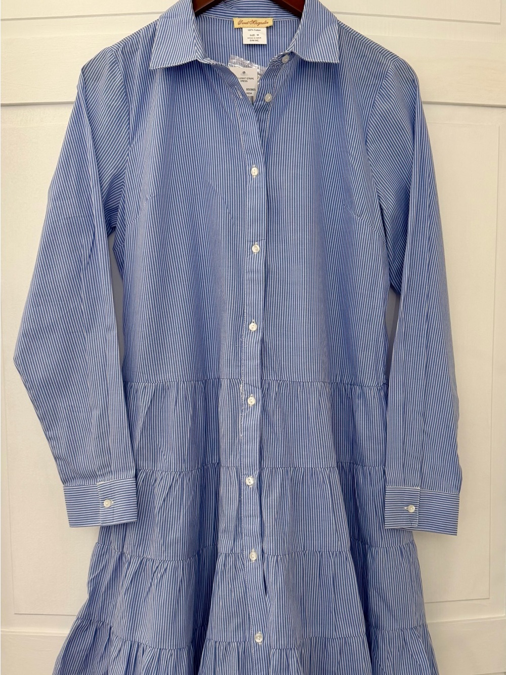 Brooks Brothers Blue Striped Midi Shirt Dress